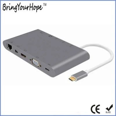 Type-C - SD/TF スケジュールを設定する MacBook ごとのドッキング ステーション ハブ/HD/VGA/RJ45 (XH-HUB-008)