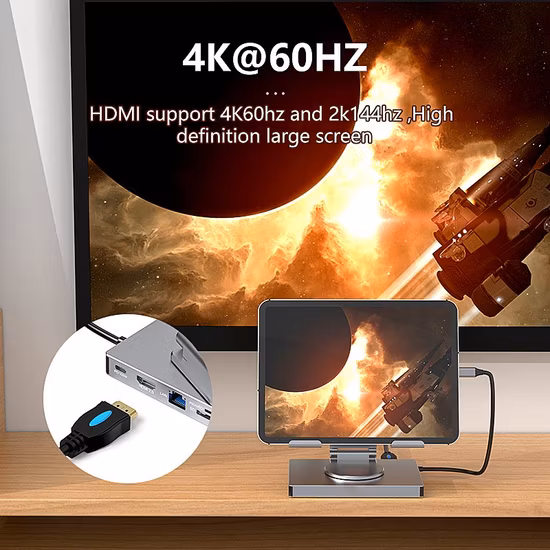 Hoomc 8 in 1 スチームデッキドック Pd USB3.0 1000m HDMI Dp VGA スチームデッキスタンド con USB